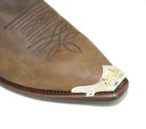 AU-AC-17T Cowboy Boot Tips Snip Toe Silver with Gold Eagle