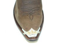 AU-AC-17T Cowboy Boot Tips Snip Toe Silver with Gold Eagle