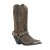 ALM-404-RS-BROWN Boot Strap Brown Leather with Rhinestones & Nail Heads