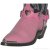 ALM-900-RS-PNK Boot Strap Pink Scalloped Leather Nickel Hearts and Rhinestones